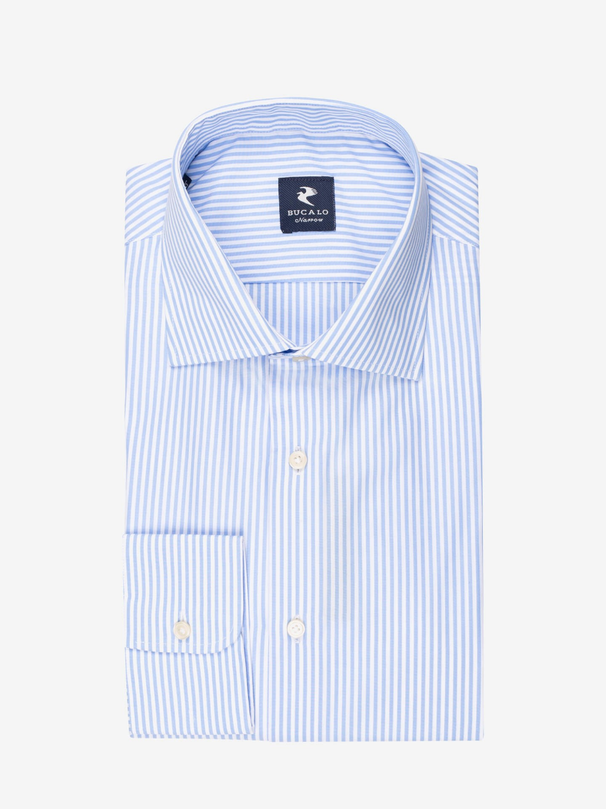 Imagen de Camisa clásica de rayas celeste 100% algodón
