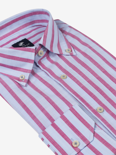 Imagen de Camisa deportiva de rayas bicolor de algodón flameado