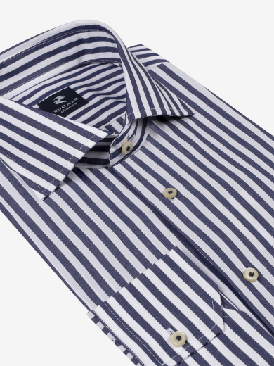 Imagen de Camisa clásica de rayas azules 100% algodón