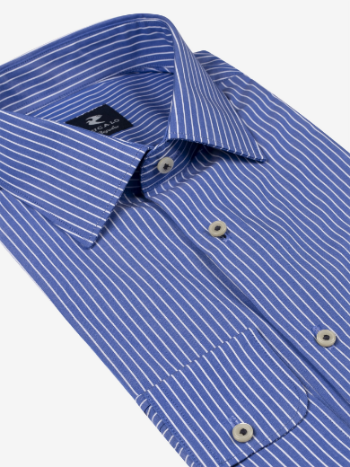 Imagen de Camisa de rayas sobre fondo oscuro 100% algodón