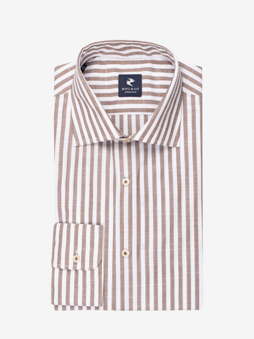 Imagen de Camisa clásica con rayas anchas de algodón flameado