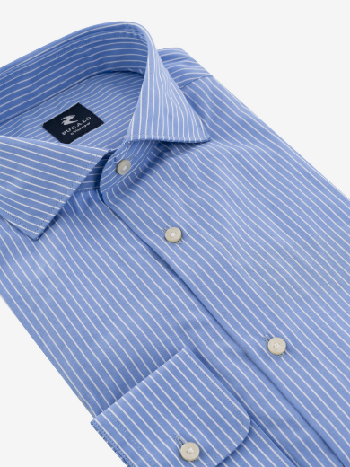 Imagen de Camisa de rayas azul claro de puro algodón