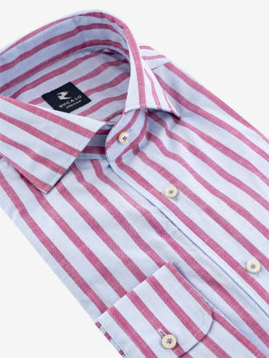 Imagen de Camisa de rayas bicolor en algodón flameado