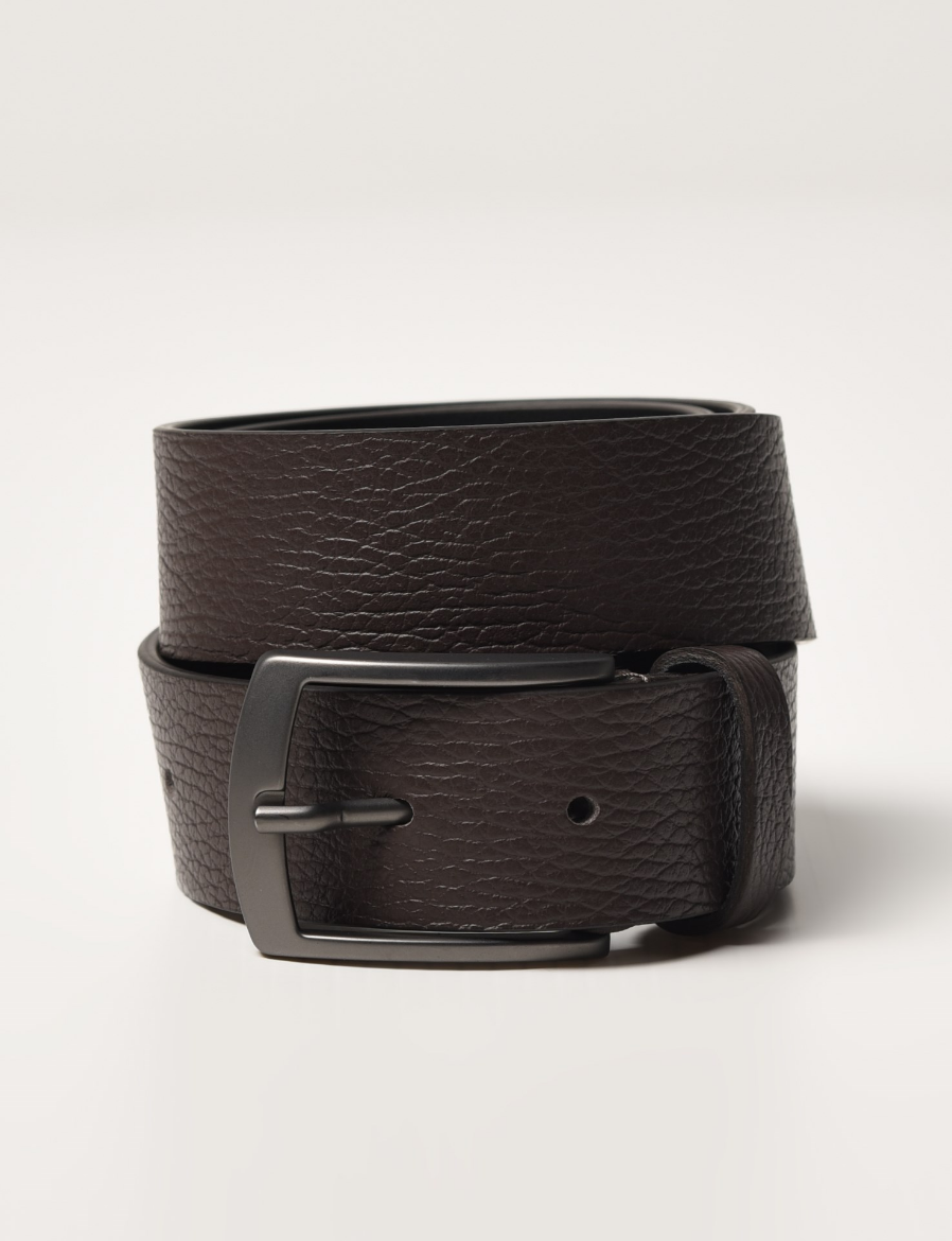 Picture of Dark brown leather belt with deer print