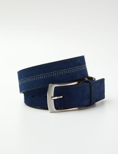 Picture of 35 mm blue suede belt + stitching