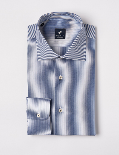 Picture of SEMI-FRENCH SHIRT, POPLIN STRIPES IN PURE COTTON