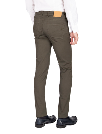 Picture of 5 Pockets Trousers in solid color cotton twill with denim cut.