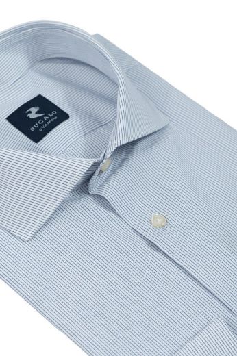Picture of STRIPED POPLIN SHIRT WITH SMALL SEMI-FRENCH COLLAR