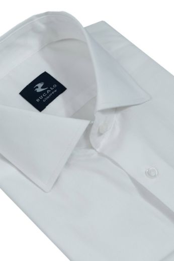 Picture of Solid Color Classic Twill Semi-French Shirt with Collar