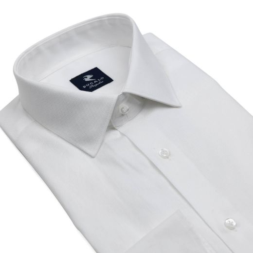 Imagen de CAMISA CLÁSICA DE ESPIGA DE COLOR LISO CON CUELLO ITALIANO