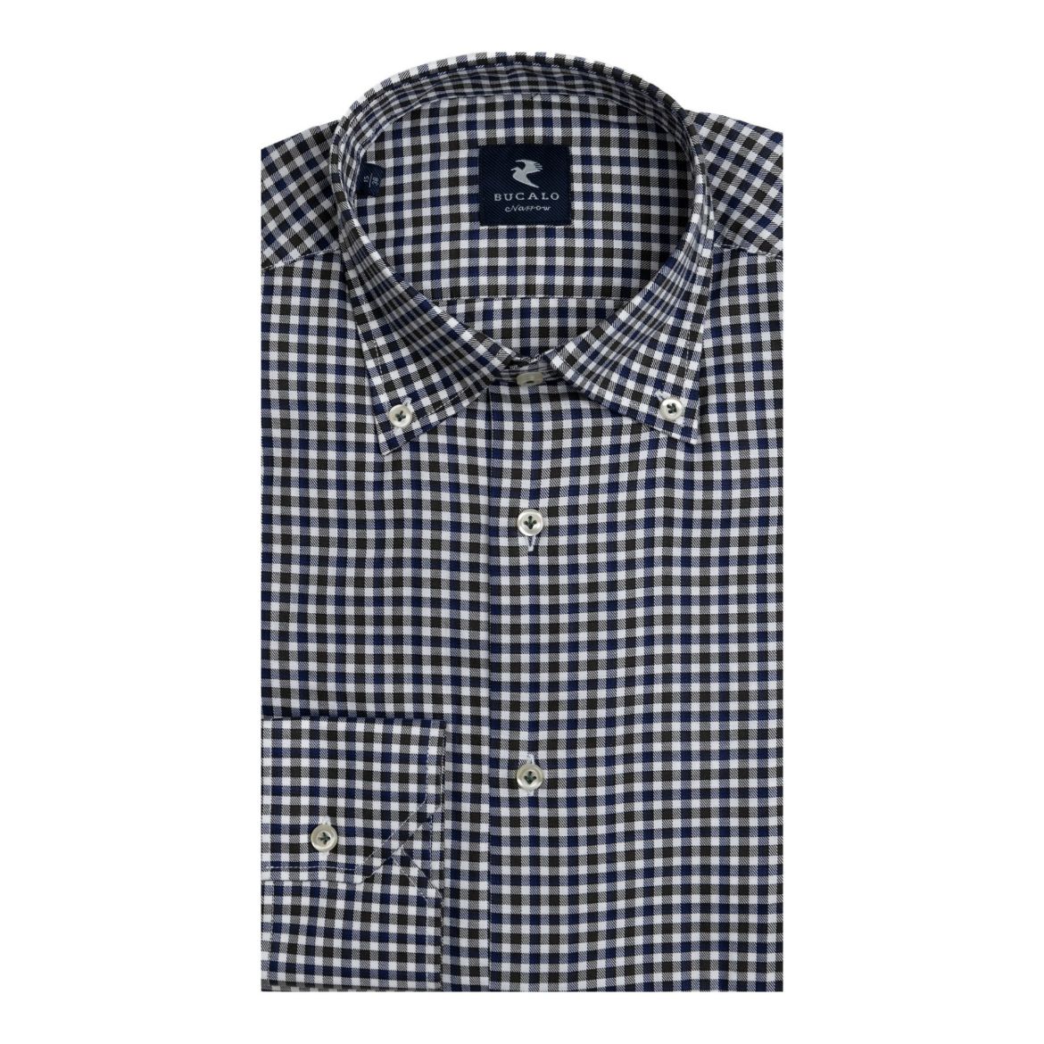Imagen de CAMISA DE TWILL A CUADROS CON CUELLO BUTTON-DOWN