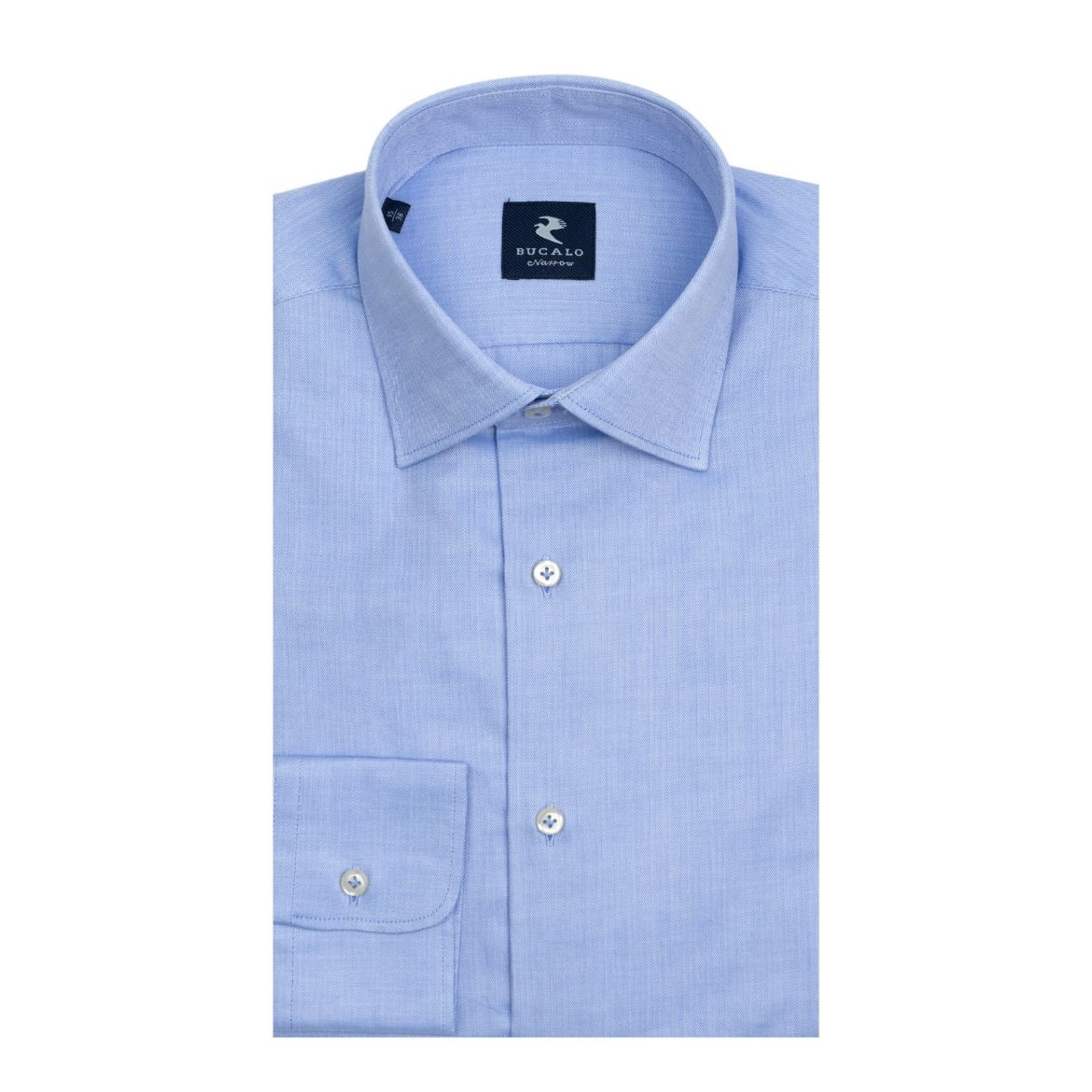 Imagen de CAMISA CLÁSICA DE ESPIGA DE COLOR LISO CON CUELLO ITALIANO